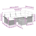 Gartensofa-set mit Kissen 7 pcs Beige Poly-Rattan