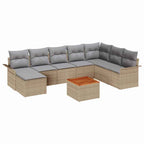 Gartensofa-set mit Kissen 9 pcs Beige Poly-Rattan