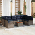 Gartensofa-set mit Kissen 10 pcs Grau Poly-Rattan