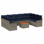 Gartensofa-set mit Kissen 10 pcs Grau Poly-Rattan