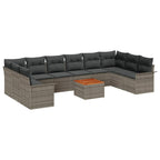 Gartensofa-set mit Kissen 11 pcs Grau Poly-Rattan