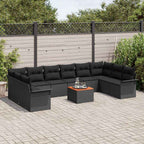 Gartensofa-set mit Kissen 11 pcs Schwarz Poly-Rattan