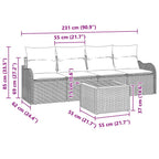 Gartensofa-set mit Kissen 5 pcs Beige Poly-Rattan