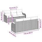 Gartensofa-set mit Kissen 7 pcs Schwarz Poly-Rattan