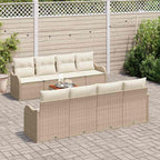 Gartensofa-set mit Kissen 9 pcs Beige Poly-Rattan