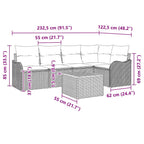 Gartensofa-set mit Kissen 6 pcs Beige Poly-Rattan