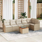 Gartensofa-set mit Kissen 7 pcs Beige Poly-Rattan
