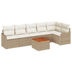 Gartensofa-set mit Kissen 7 pcs Beige Poly-Rattan