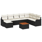 Gartensofa-set mit Kissen 9 pcs Schwarz Poly-Rattan