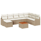 Gartensofa-set mit Kissen 9 pcs Beige Poly-Rattan