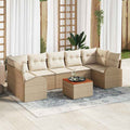 Gartensofa-set mit Kissen 8 pcs Beige Poly-Rattan