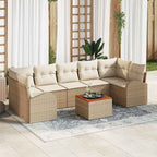 Gartensofa-set mit Kissen 8 pcs Beige Poly-Rattan