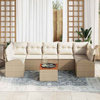 Gartensofa-set mit Kissen 8 pcs Beige Poly-Rattan