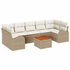 Gartensofa-set mit Kissen 8 pcs Beige Poly-Rattan