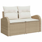 Gartensofa-set mit Kissen 8 pcs Beige Poly-Rattan