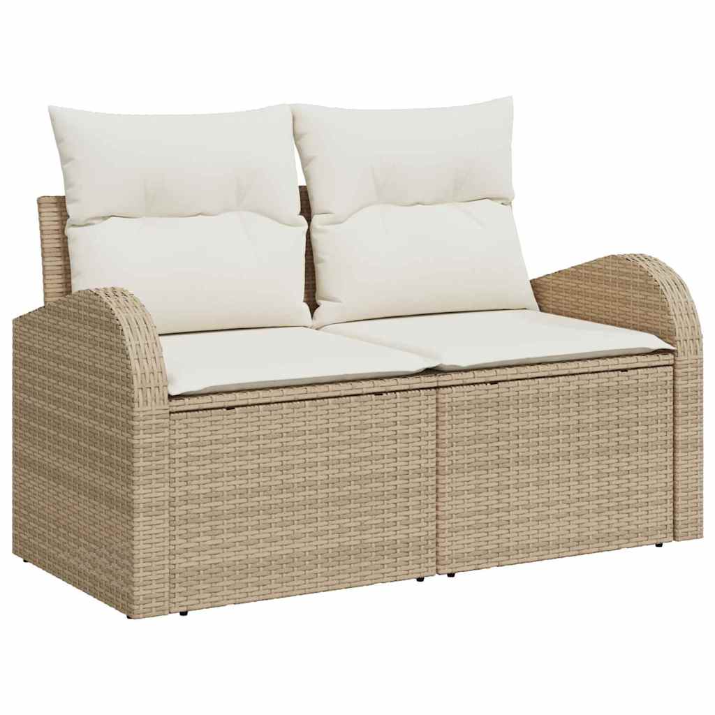 Gartensofa-set mit Kissen 8 pcs Beige Poly-Rattan