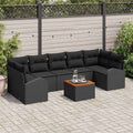 Gartensofa-set mit Kissen 8 pcs Schwarz Poly-Rattan