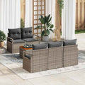 Gartensofa-set mit Kissen 6 pcs Grau Poly-Rattan