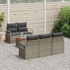 Gartensofa-set mit Kissen 6 pcs Grau Poly-Rattan
