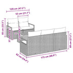 Gartensofa-set mit Kissen 6 pcs Grau Poly-Rattan
