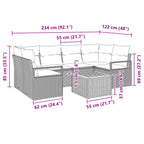 Gartensofa-set mit Kissen 7 pcs Schwarz Poly-Rattan