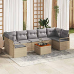 Gartensofa-set mit Kissen 8 pcs Beige Poly-Rattan