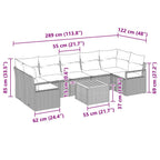Gartensofa-set mit Kissen 8 pcs Schwarz Poly-Rattan