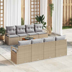 Gartensofa-set mit Kissen 9 pcs Beige Poly-Rattan