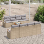 Gartensofa-set mit Kissen 9 pcs Beige Poly-Rattan