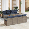 Gartensofa-set mit Kissen 9 pcs Grau Poly-Rattan