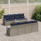 Gartensofa-set mit Kissen 9 pcs Grau Poly-Rattan