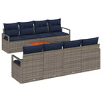 Gartensofa-set mit Kissen 9 pcs Grau Poly-Rattan