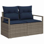 Gartensofa-set mit Kissen 9 pcs Grau Poly-Rattan