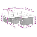 Gartensofa-set mit Kissen 9 pcs Beige Poly-Rattan