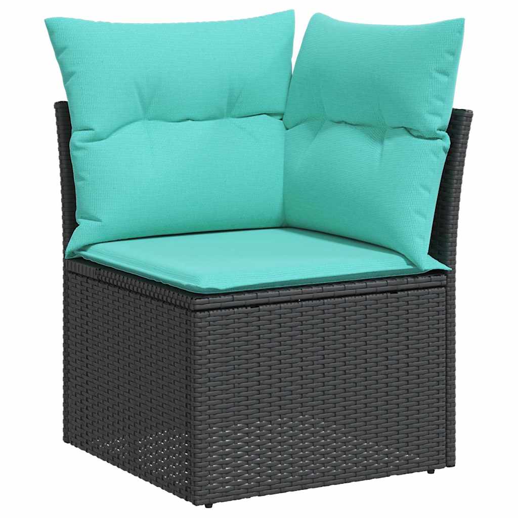 Gartensofa-set mit Kissen 5 pcs Schwarz Poly-Rattan