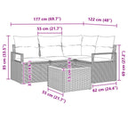 Gartensofa-set mit Kissen 5 pcs Schwarz Poly-Rattan
