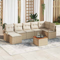 Gartensofa-set mit Kissen 8 pcs Beige Poly-Rattan