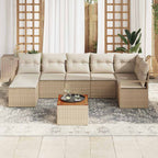 Gartensofa-set mit Kissen 8 pcs Beige Poly-Rattan