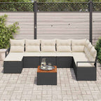 Gartensofa-set mit Kissen 9 pcs Schwarz Poly-Rattan