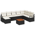 Gartensofa-set mit Kissen 9 pcs Schwarz Poly-Rattan