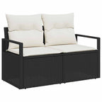 Gartensofa-set mit Kissen 9 pcs Schwarz Poly-Rattan