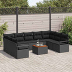 Gartensofa-set mit Kissen 10 pcs Schwarz Poly-Rattan