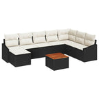 Gartensofa-set mit Kissen 9 pcs Schwarz Poly-Rattan