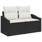 Gartensofa-set mit Kissen 9 pcs Schwarz Poly-Rattan