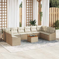 Gartensofa-set mit Kissen 11 pcs Beige Poly-Rattan