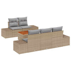Gartensofa-set mit Kissen 6 pcs Beige Poly-Rattan