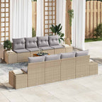 Gartensofa-set mit Kissen 9 pcs Beige Poly-Rattan