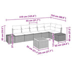 Gartensofa-set mit Kissen 7 pcs Schwarz Poly-Rattan