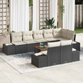 Gartensofa-set mit Kissen 9 pcs Schwarz Poly-Rattan