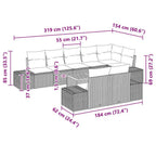 Gartensofa-set mit Kissen 9 pcs Schwarz Poly-Rattan